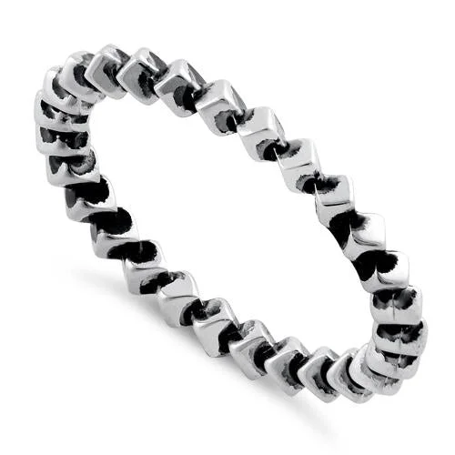 women's gemstone wedding rings -Sterling Silver Stackable Revolving Cube Eternity Ring