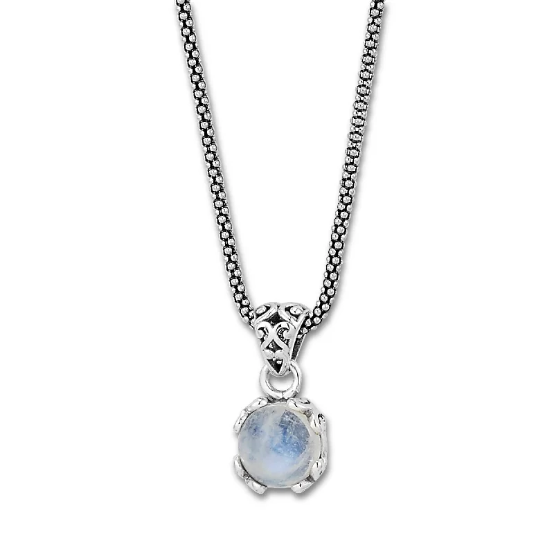 women's statement necklaces -Sterling Silver Moonstone Necklace