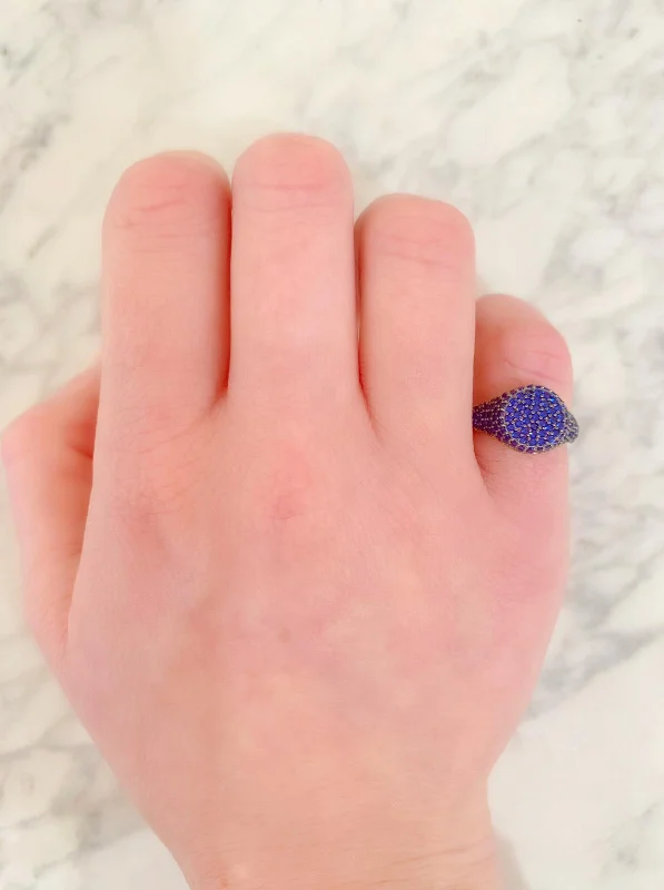 women's bold statement rings -Navy Signet Pinky Ring