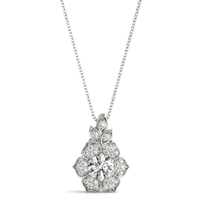 women's wedding anniversary necklaces -14K Flower Diamond Necklace / Pendant