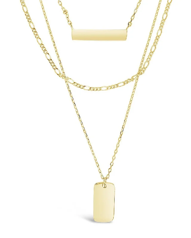 women's designer crystal necklaces -Triple Layered Bar Necklace