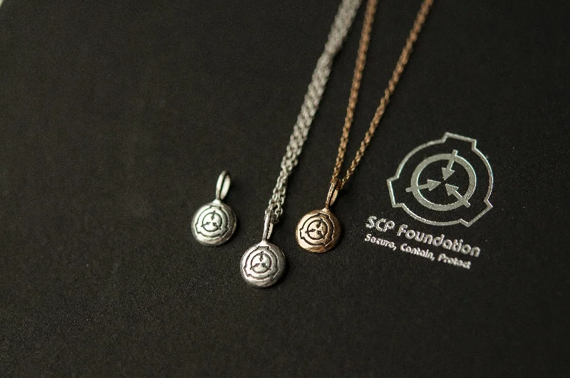 women's gold charm necklaces -SCP Foundation Pendant - Ready-to-ship