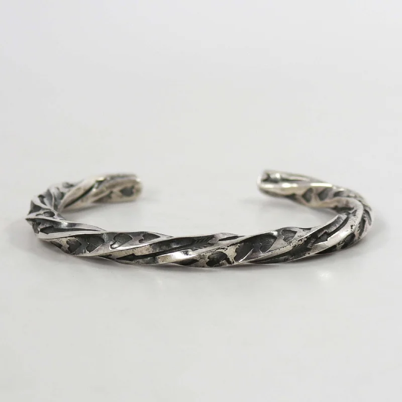 women's crystal bangles -Twisted Silver Cuff