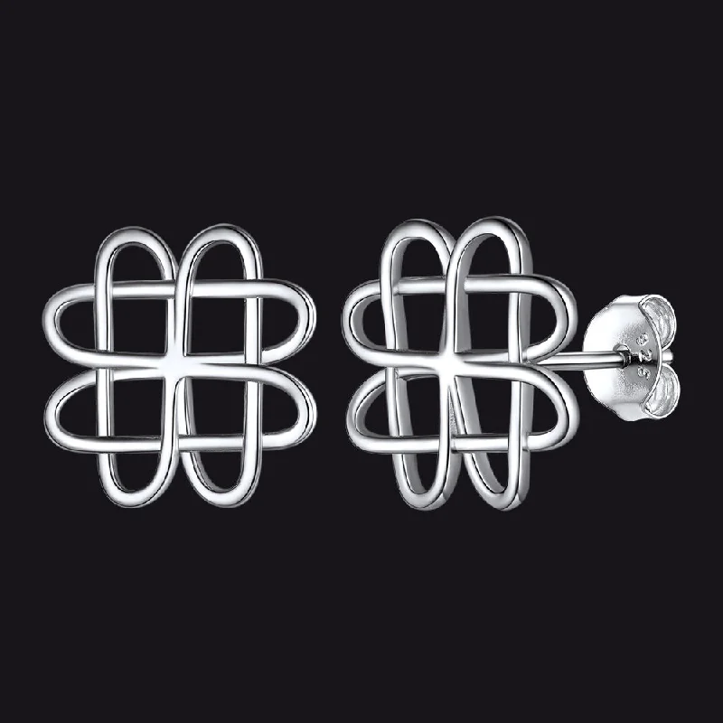 women's bold statement earrings -Silver Celtic Love Knot Stud Earrings for Women