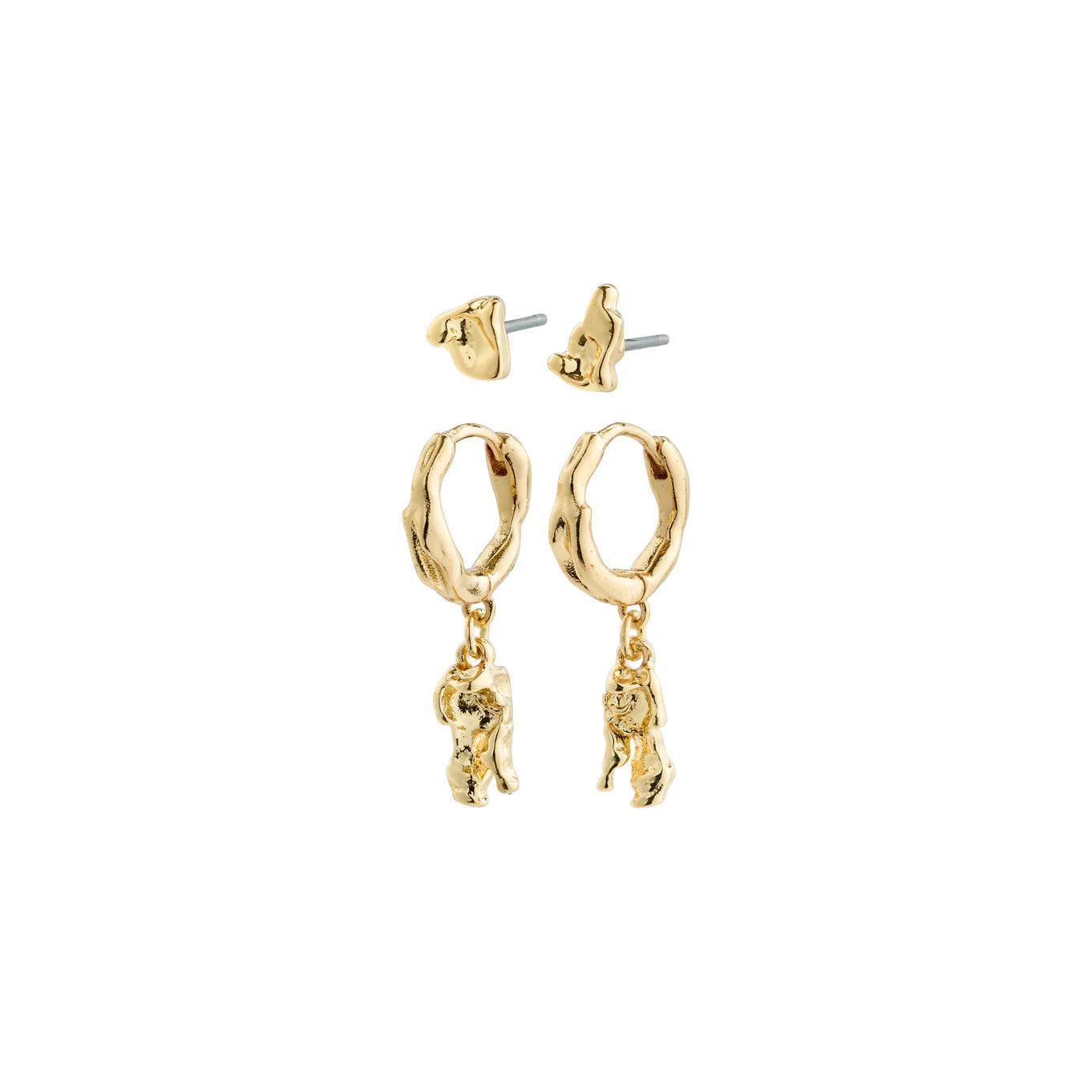 women's polished earrings -Sea Gold Plated Earring Set