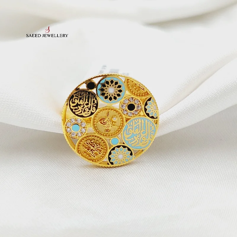 women's vintage style rings -Enameled & Zircon Studded Islamic Ring