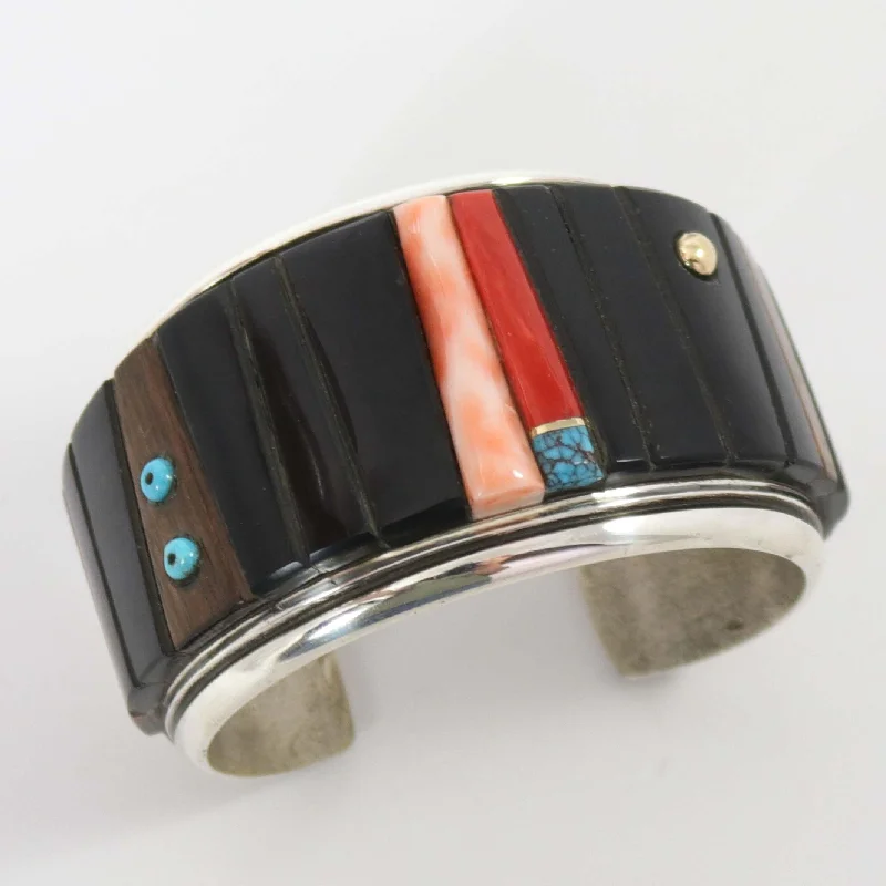 women's diamond-studded bangles -Ebony Inlay Cuff