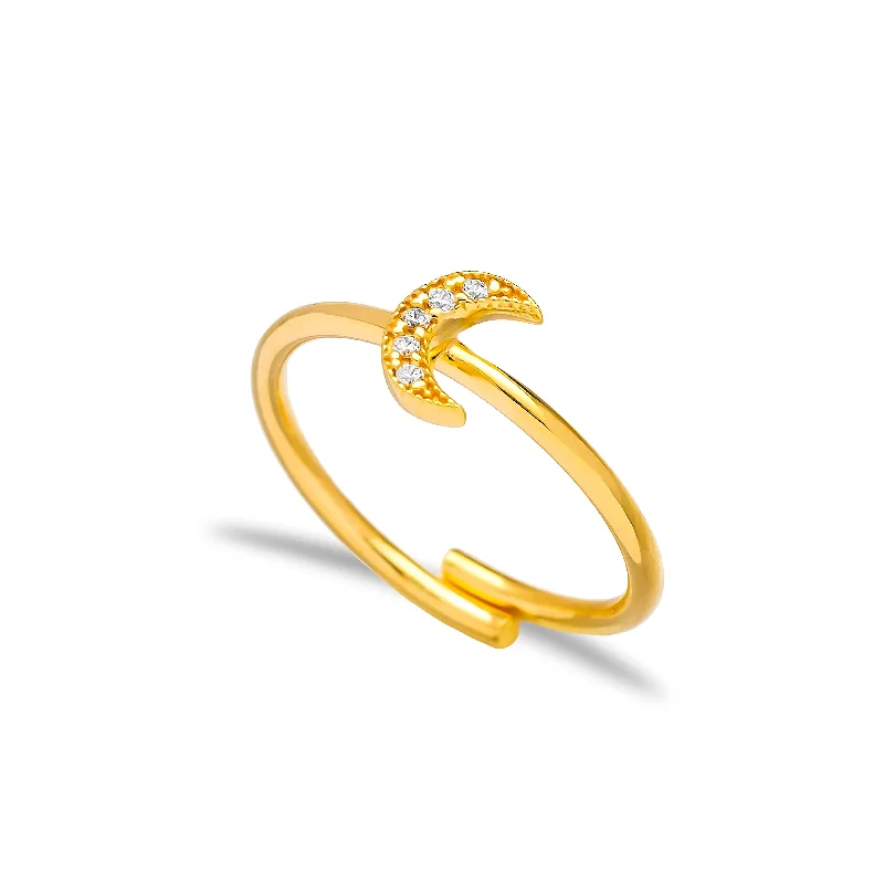 women's luxury gold bands -Mini Moon Ring