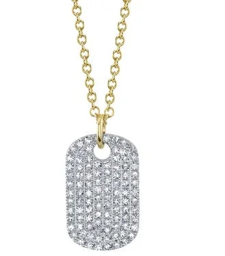 women's birthday necklaces -Diamond Dog Tag Necklace