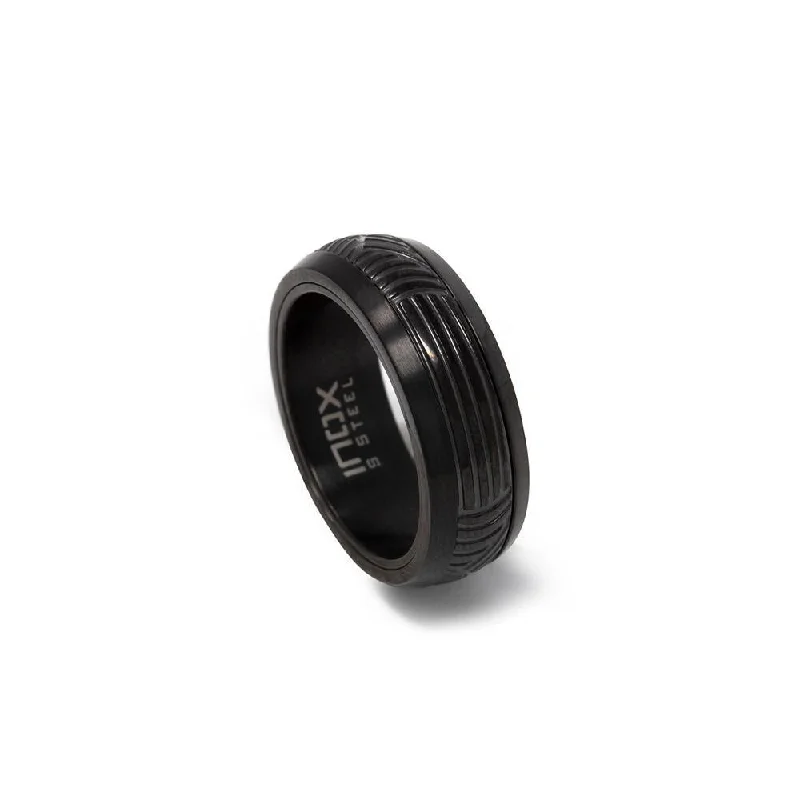 women's custom wedding rings -Stainless St. Black IP Ring