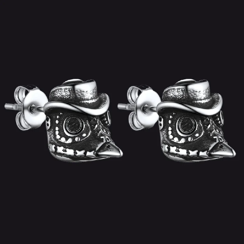 women's crystal hoop earrings -Gothic Plague Doctor Steampunk Stud Earrings