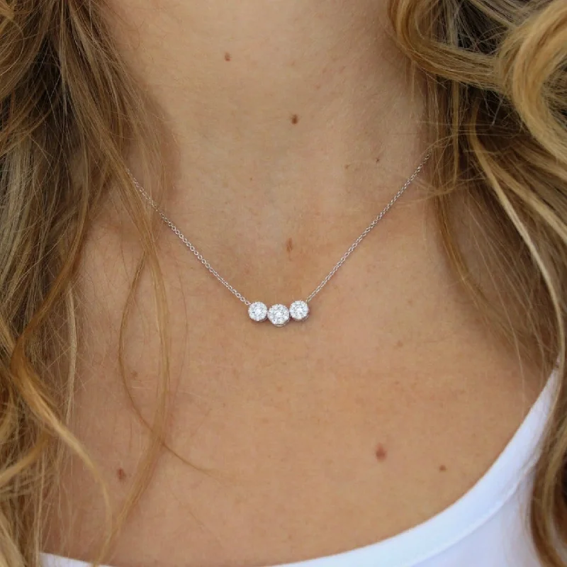 women's cross-shaped necklaces -Must See Illusion Necklace 3 Stone (S)