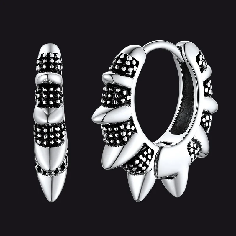 women's fashionable hoop earrings -Punk Rivet Huggie Hoop Earrings Piercing For Men Women