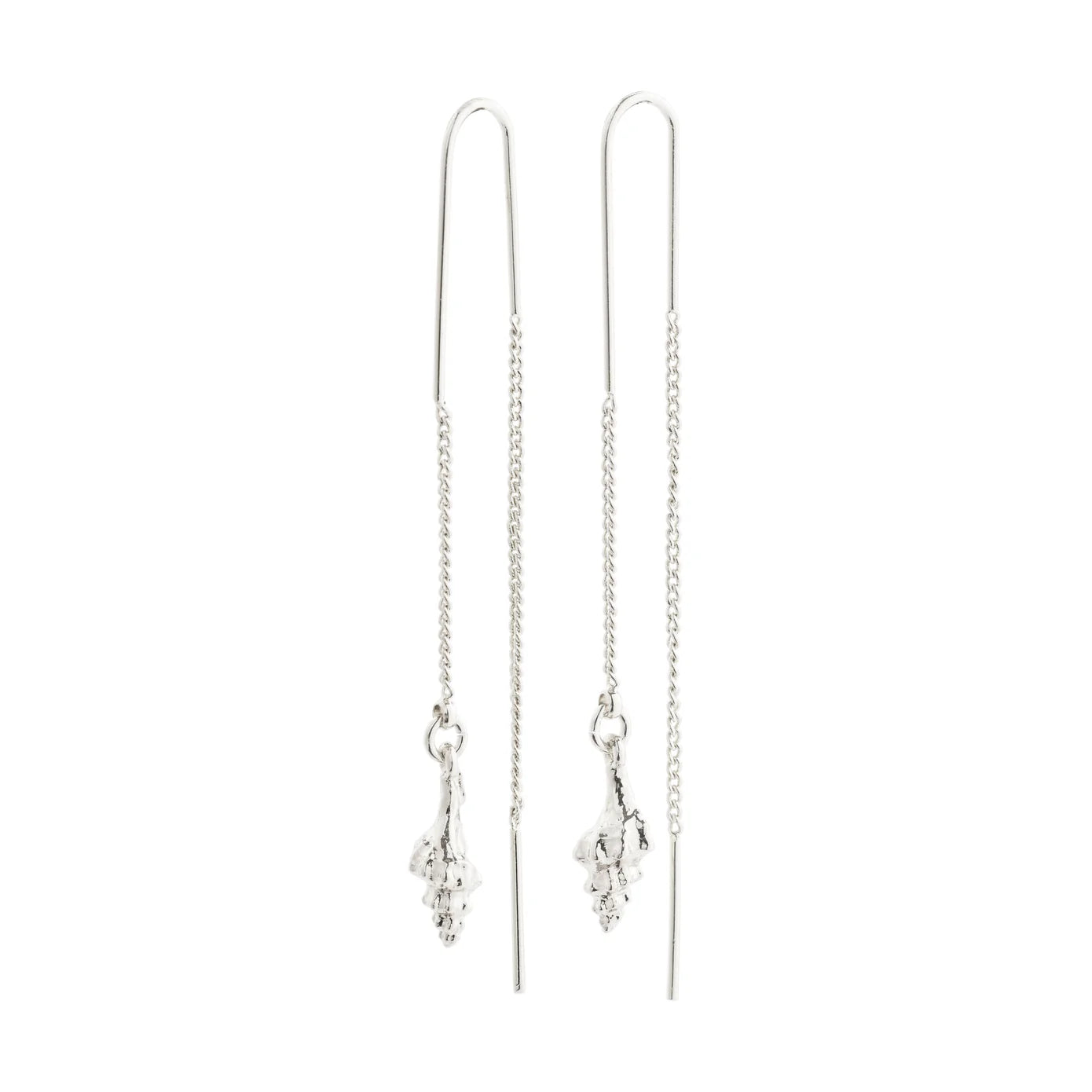 women's geometric drop earrings -Sea Silver Plated Pull Through Earrings