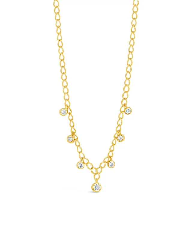 women's wedding necklaces -Sydney CZ Charm Chain Necklace