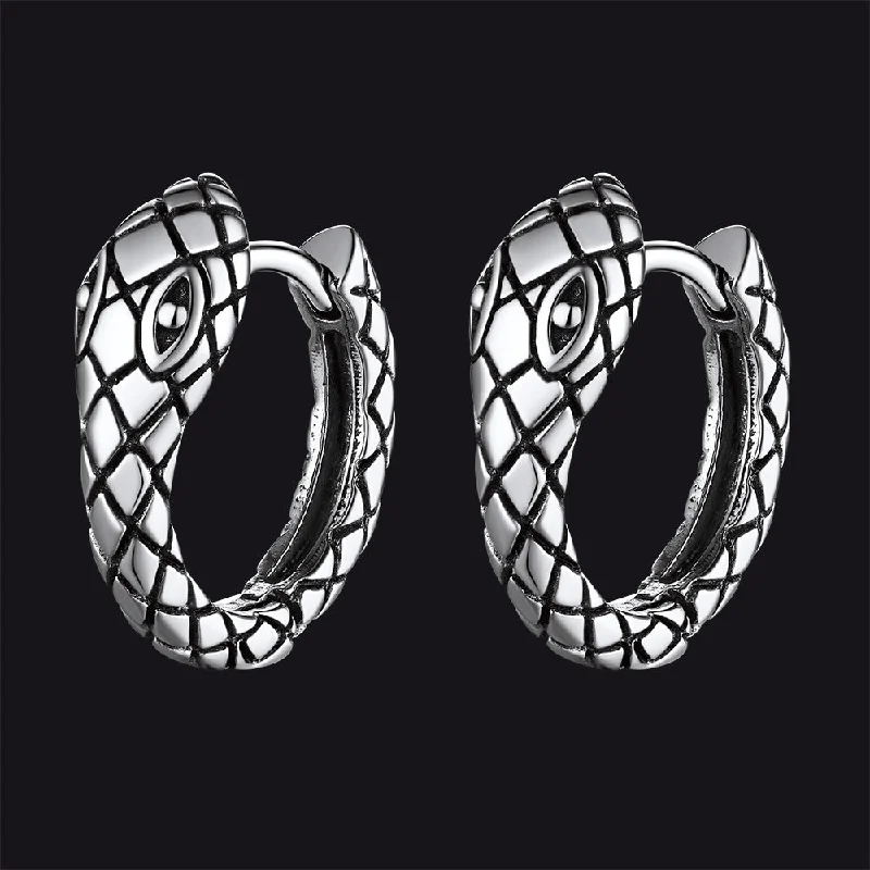 women's chunky hoop earrings -Gothic Snake Huggie Hoop Earrings for Men Women