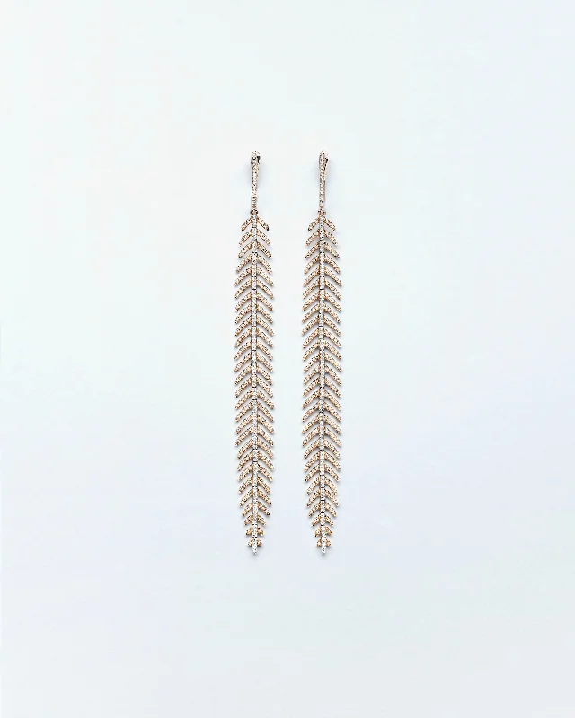 women's modern silver earrings -Fine Feather Long Earrings