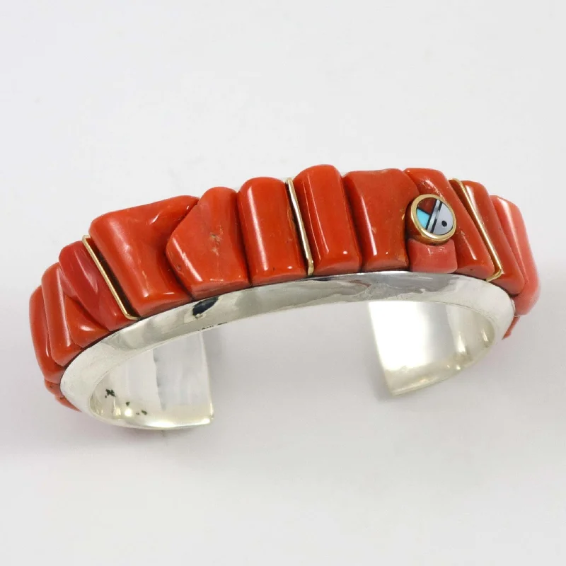 women's stretch bracelets -Coral Sunface Cuff