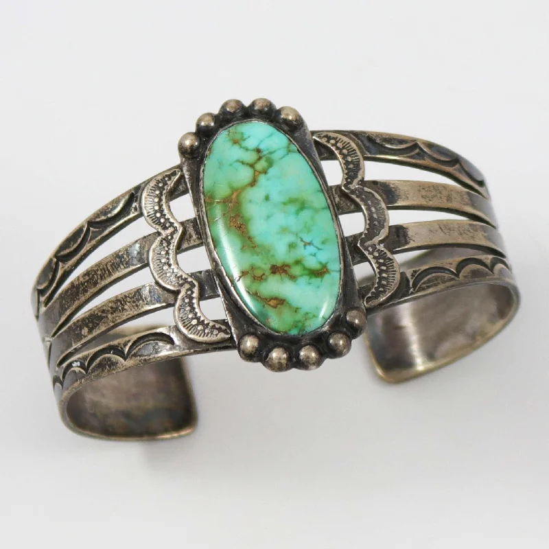 women's engraved bangles -1940s Turquoise Fred Harvey Cuff