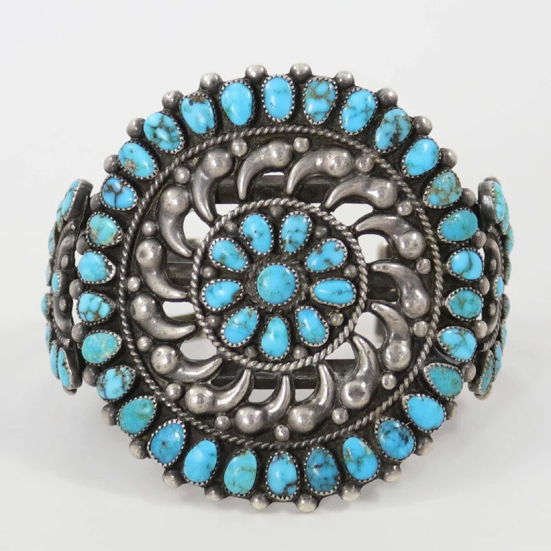 women's gold bangles -1940s Turquoise Cluster Cuff