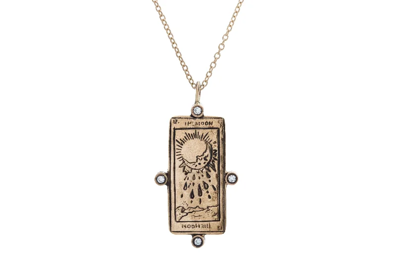 women's crystal-encrusted necklaces -Diamond The Moon Tarot Card Necklace