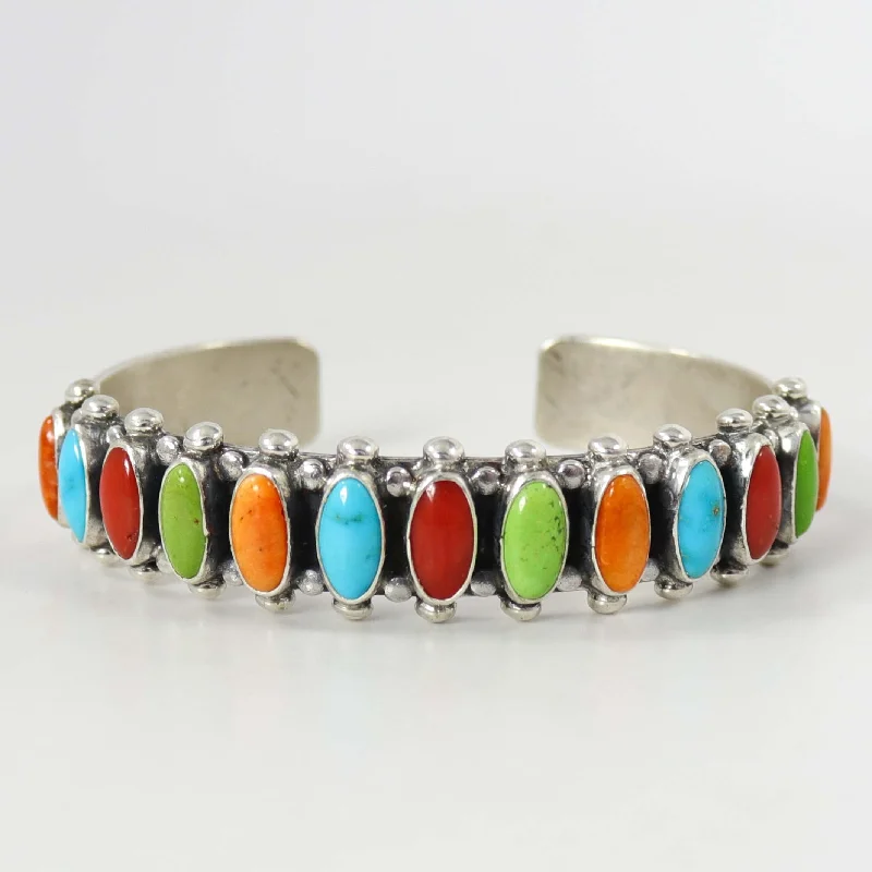 women's crystal bangles -Multi-Stone Cuff