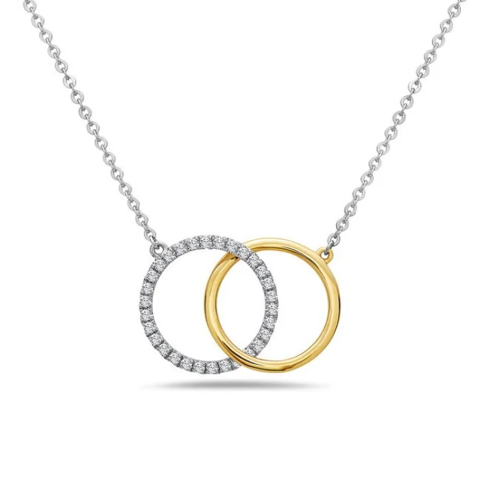 women's diamond necklaces -2-Tone Diamond Necklace with Interlocking Circles