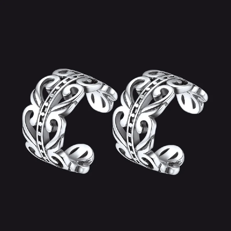 women's hoop earrings -Silver Celtic Ear Cuff Earrings for Men Women