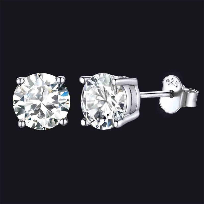 women's sophisticated earrings -Sterling Silver Fake CZ Diamond Stud Earrings For Men Women