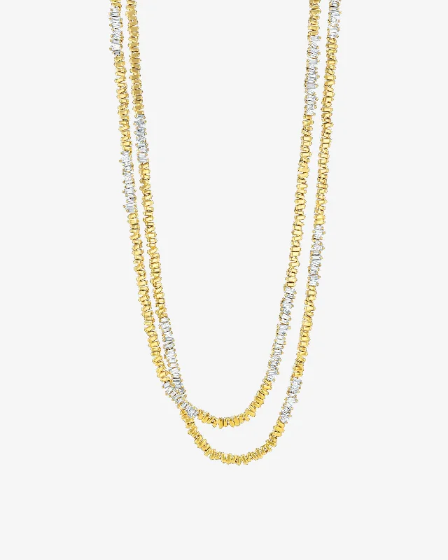 women's dainty necklaces -Golden Diamond 60" Inch Tennis Necklace