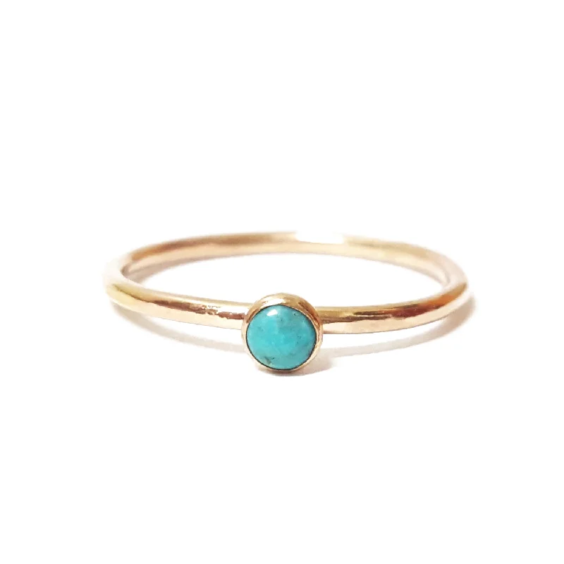 women's elegant gold necklaces -Mini Turquoise Ring in Gold