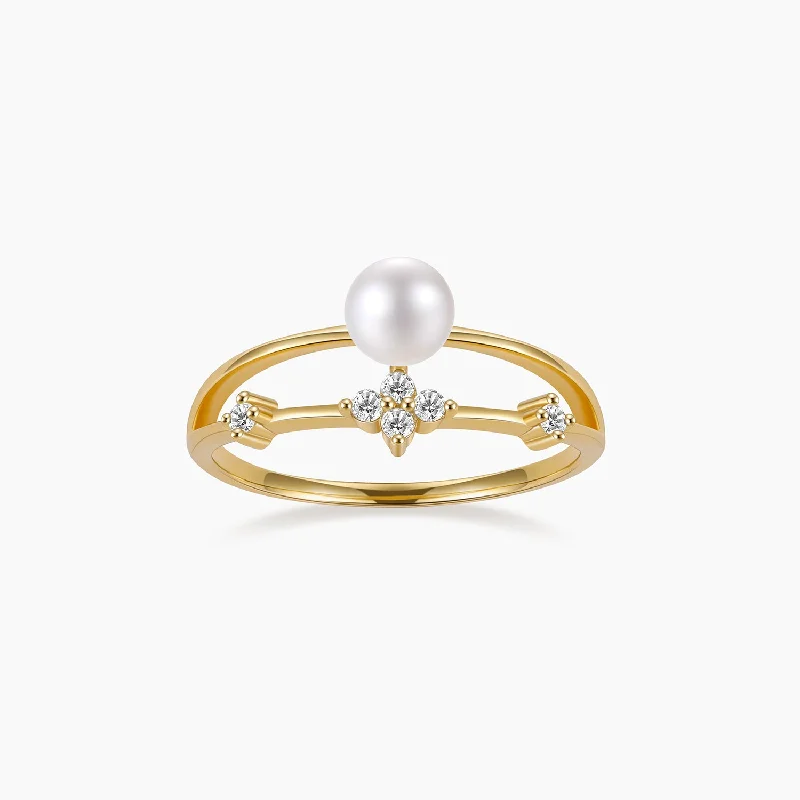 women's classic engagement rings -S925 Dual Layered Freshwater Pearl Ring