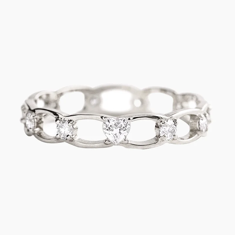 women's luxury diamond rings -S925 Heart Sterling Silver Ring