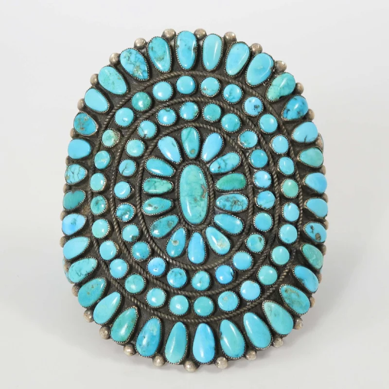 women's handcrafted bangles -1940s Turquoise Cluster Cuff