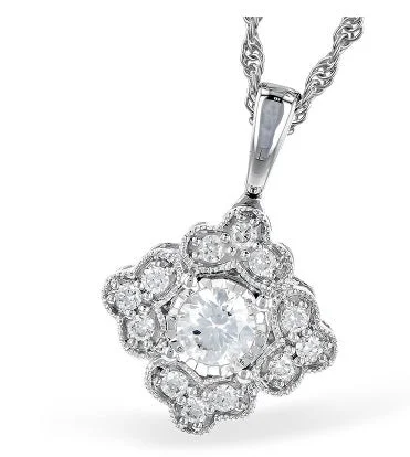 women's gemstone necklaces -14 Karat White Diamond Pendant/Necklace | 0.25 carats total weight