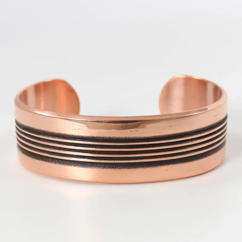 women's luxury charm bracelets -Stamped Copper Cuff