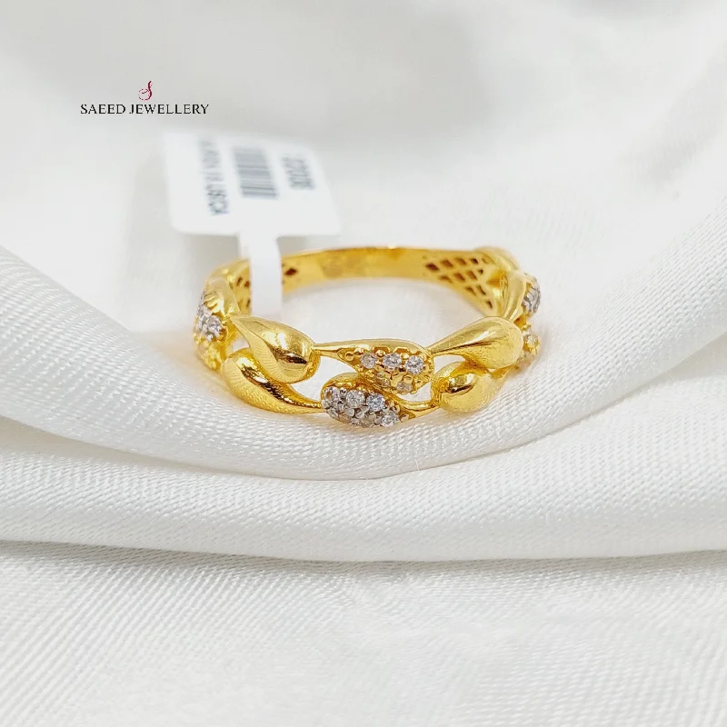 women's minimalist gold rings -Zircon Studded Tears Ring