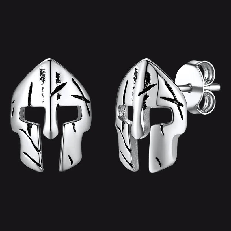 women's casual earrings -Flash Sale Spartan Helmet Mask Stud Earrings for Men