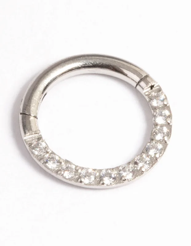 women's high-end rings -Surgical Steel Cubic Zirconia Clicker Ring 7mm