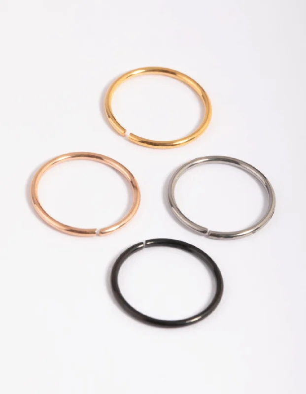 women's classic engagement rings -Titanium Basic Nose Ring 4-Pack