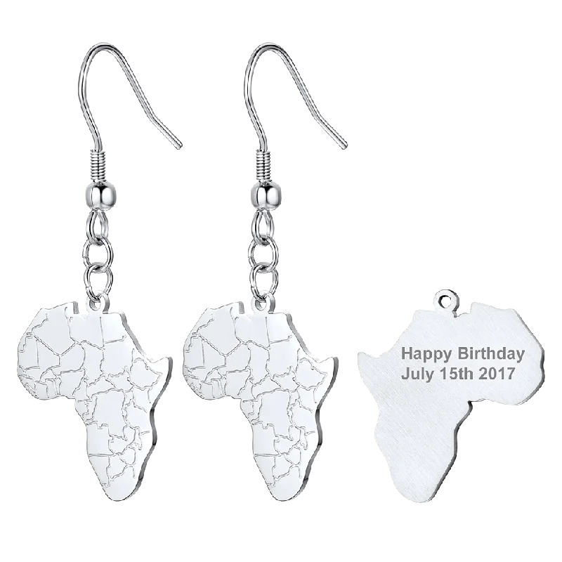 women's personalized earrings -African Map Drop Earrings For Women