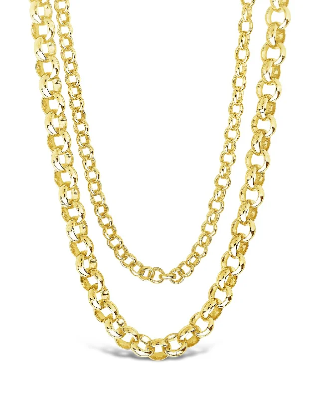 women's heart-shaped necklaces -Bold Layered Rolo Chain Necklace