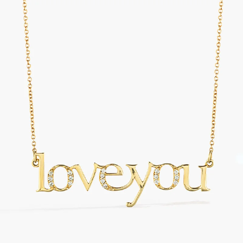 women's bridal necklaces -Love You Necklace (RTS) - 14K Yellow Gold