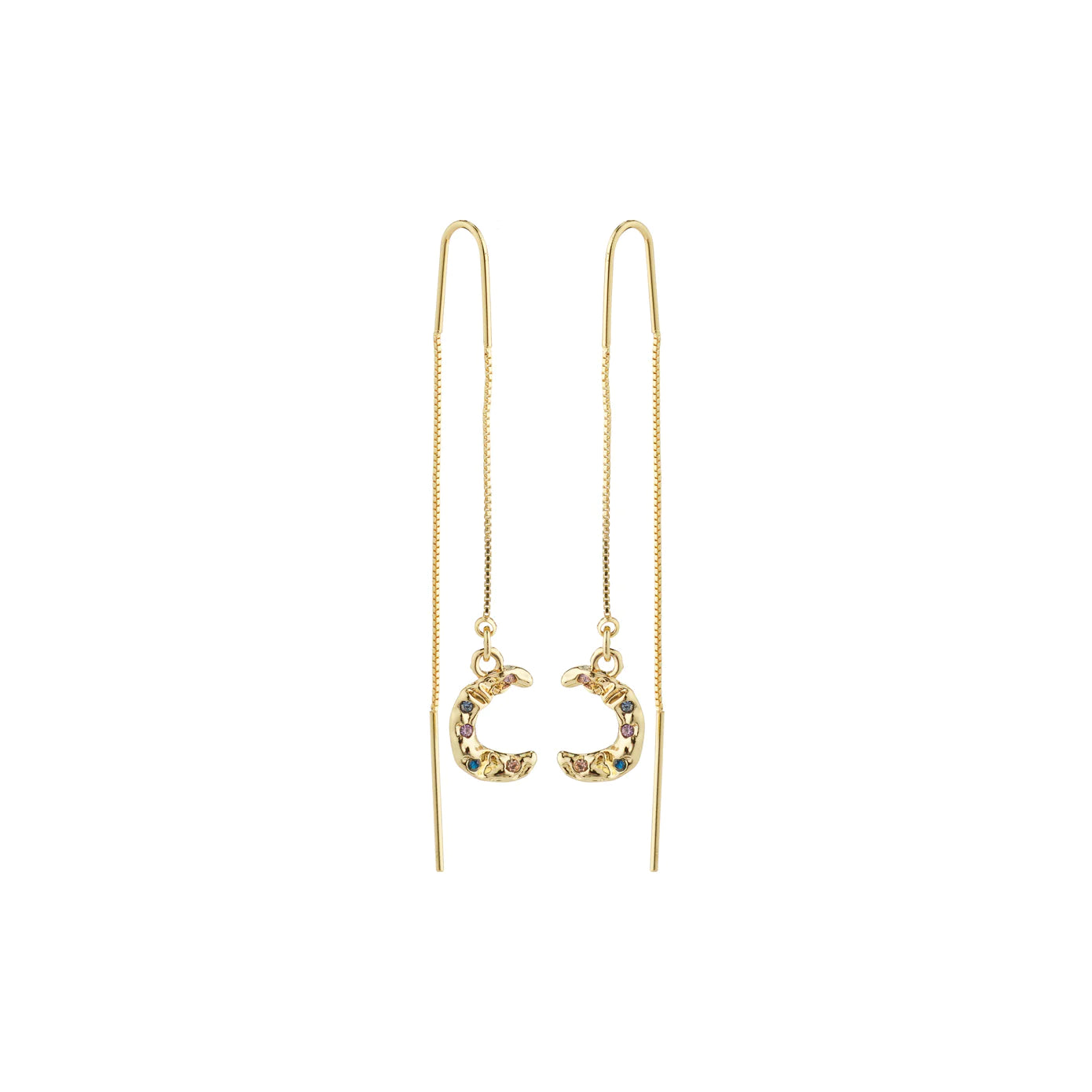 women's crystal drop earrings -Remy Gold Plated Pull Through Earrings