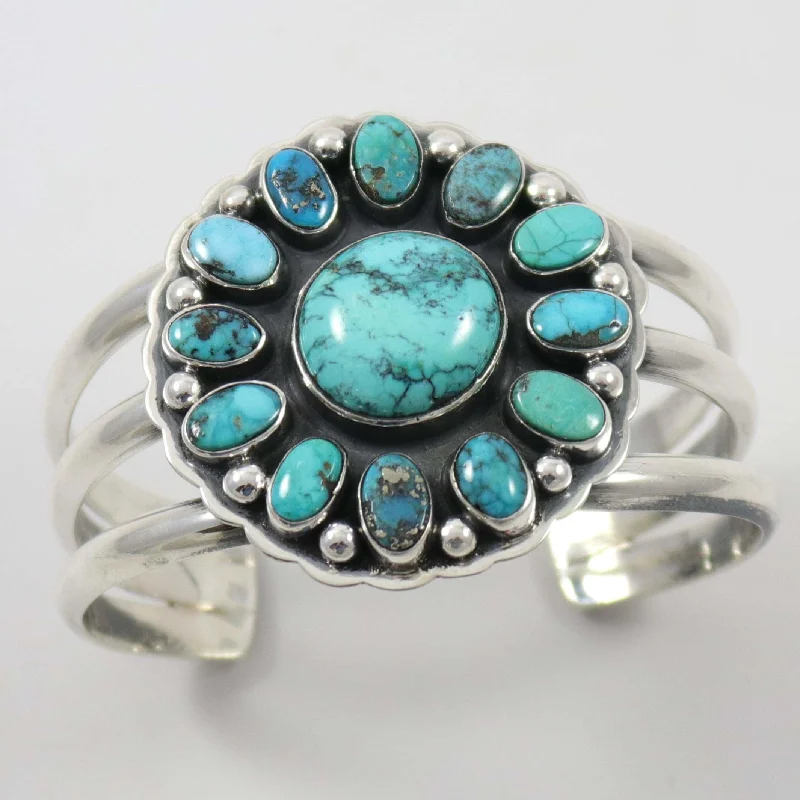 women's custom charm bracelets -Blue Gem Turquoise Cuff