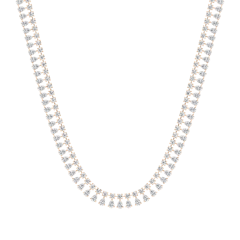 women's diamond necklaces -Round and Pear Diamond Eternity Necklace