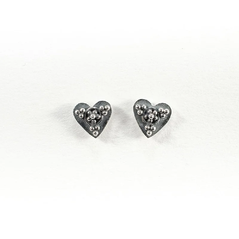 women's ear cuffs -Silver Kebaikan Heart Studs