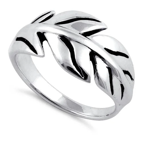 women's sterling silver engagement rings -Sterling Silver Leaf Ring