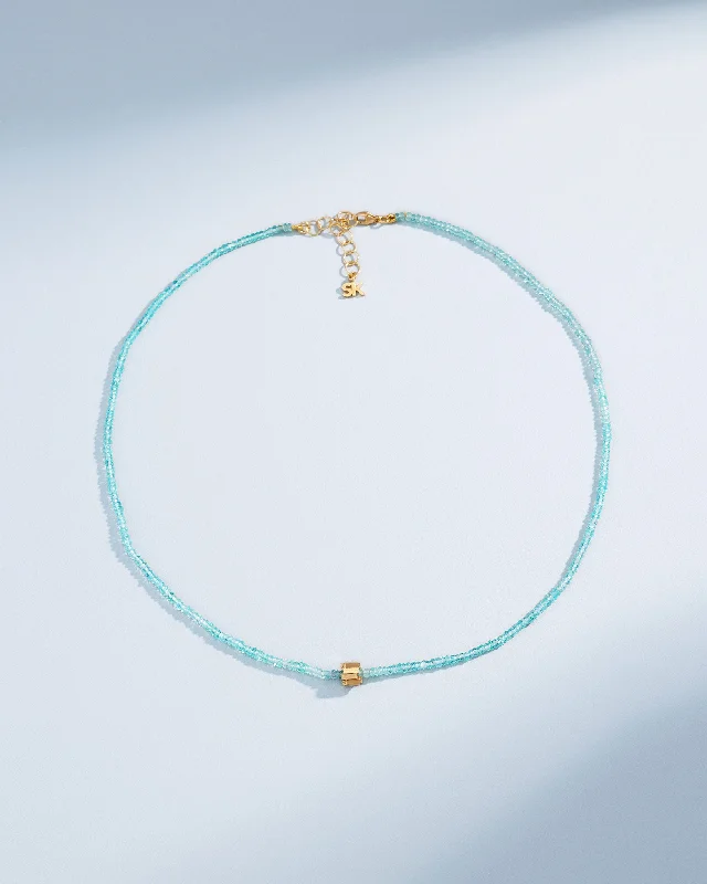 women's personalized necklaces -Infinite Beaded Apatite & Mini Golden Rondelle Necklace