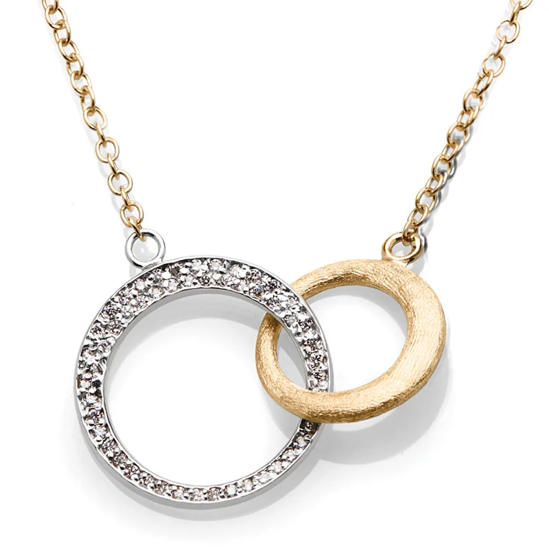 women's everyday necklaces -14K White and Gold Circle Diamond Necklace